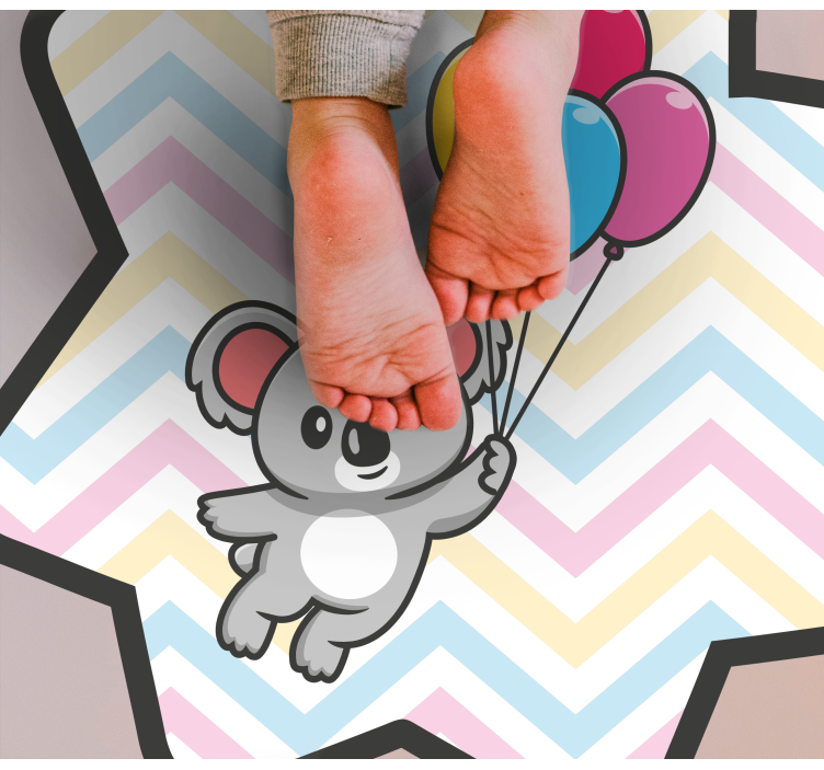 Alfombra vinílica infantil globo de koala juguetón - TenVinilo