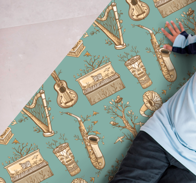 Alfombra vinílica infantil idea de instrumentos musicales - TenVinilo