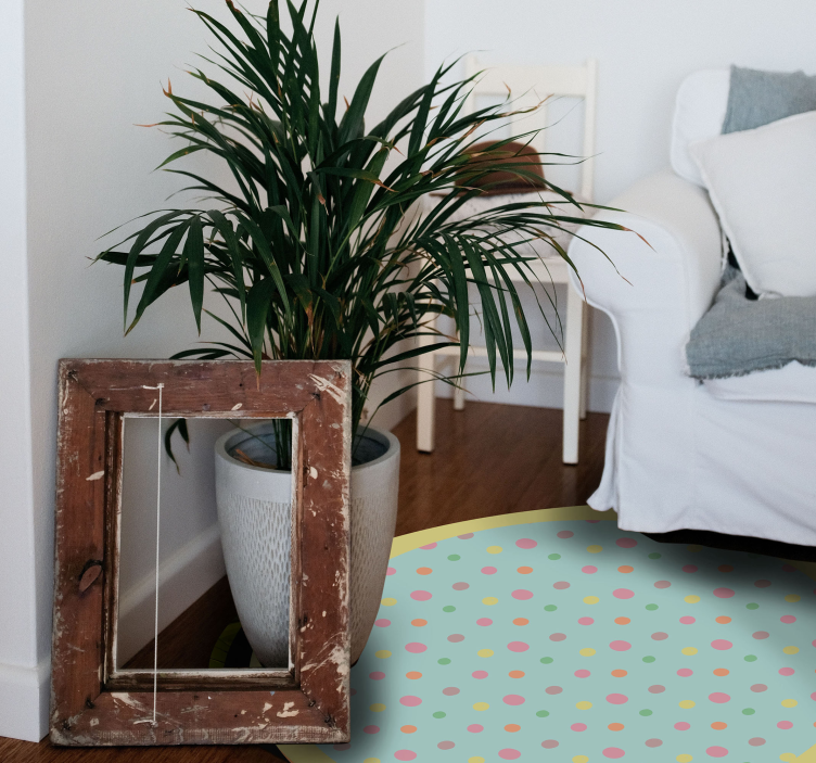 Alfombra vinílica salón puntos vibrantes - TenVinilo