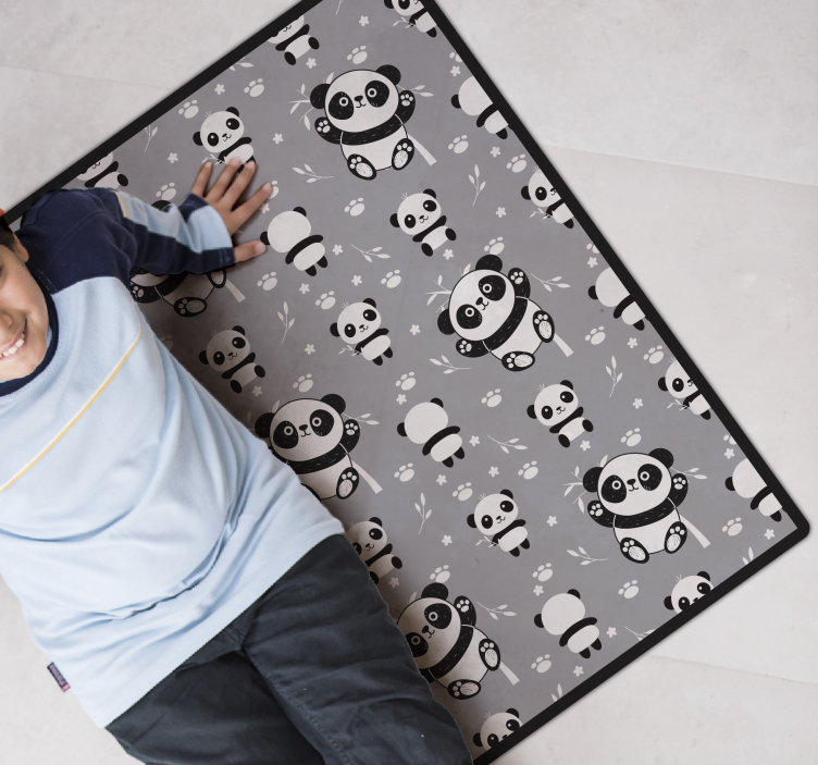 Alfombra vinílica infantil tiempo de juego de panda - TenVinilo