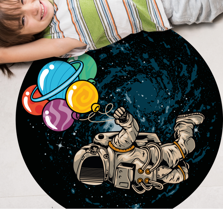 Alfombra vinílica infantil astronauta con globos - TenVinilo