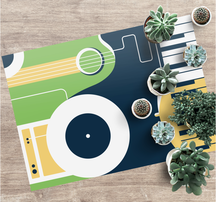 Alfombra vinílica rectangular motivo de instrumento musical - TenVinilo