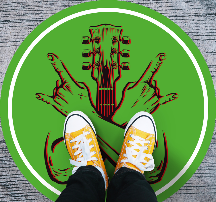 Alfombra vinílica redonda obra de arte con gesto de balanceo - TenVinilo