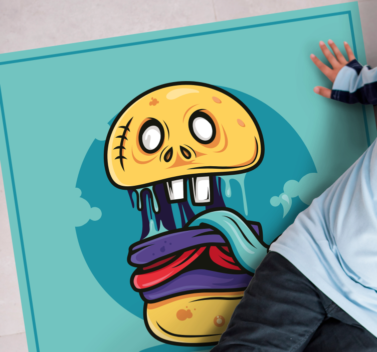 Alfombra vinílica juvenil personaje de calavera tonto - TenVinilo