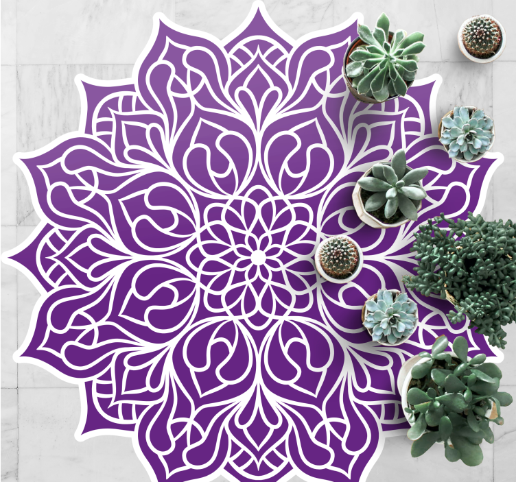 Alfombra vinílica mandala elegante patrón morado - TenVinilo