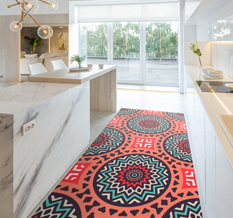 Alfombra vinílica mandala patrón de medallón geométrico - TenVinilo