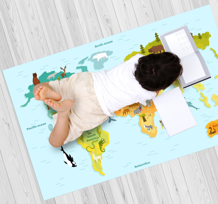 Alfombra de vinilo mapamundi Animal - TenVinilo