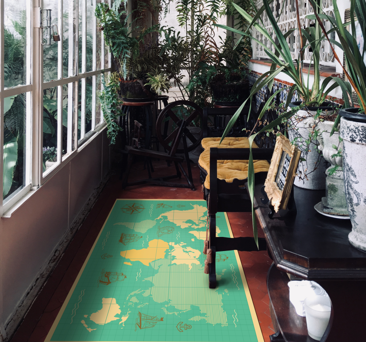 Alfombra vinílica mapamundi mapa de exploración náutica - TenVinilo