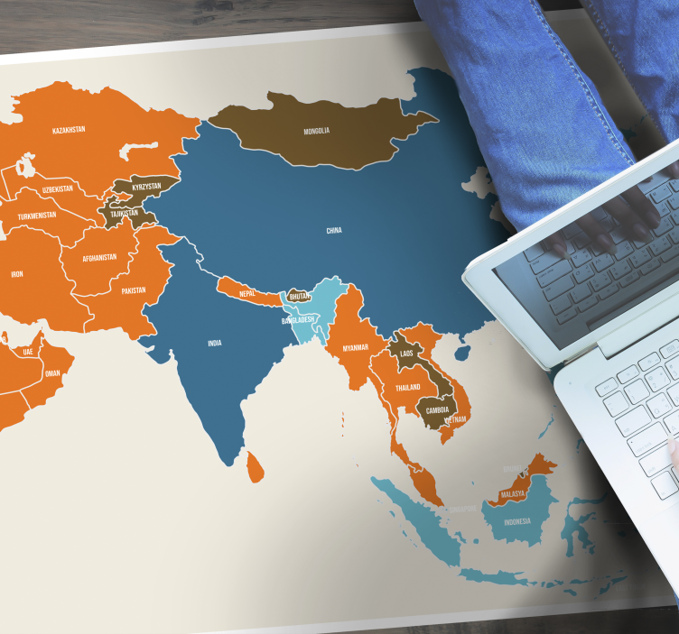 Alfombra de vinilo mapamundi Tarjeta de asia - TenVinilo