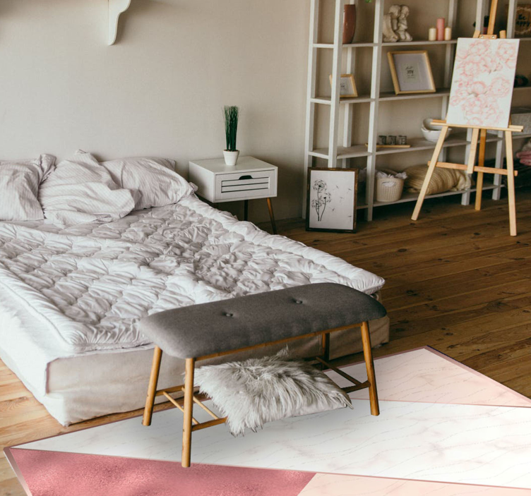 Alfombra vinílica dormitorio mármol triangular - TenVinilo