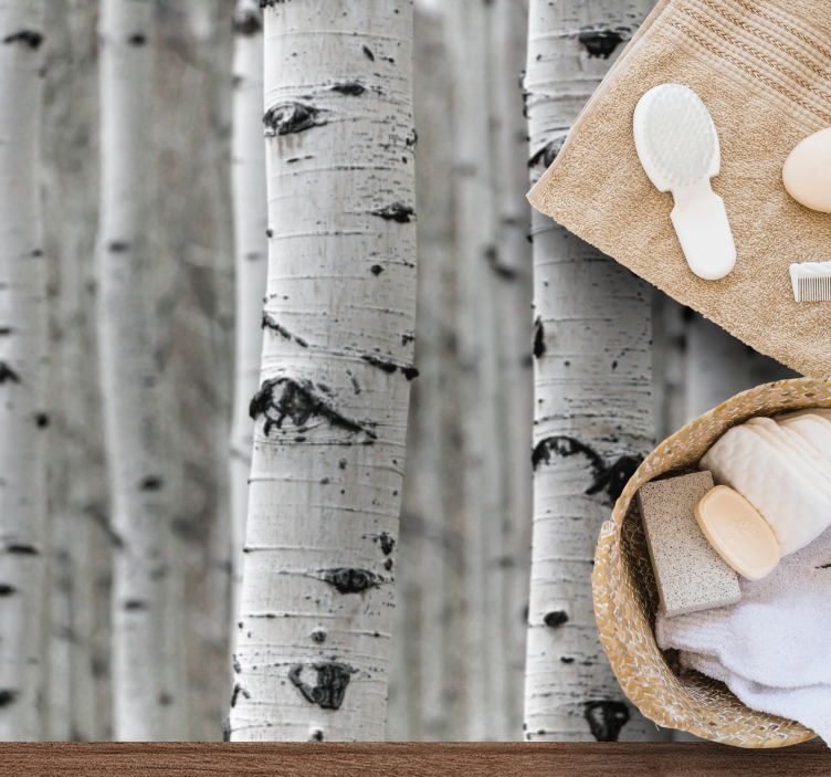Alfombra vinílica naturaleza bosque de abedules - TenVinilo
