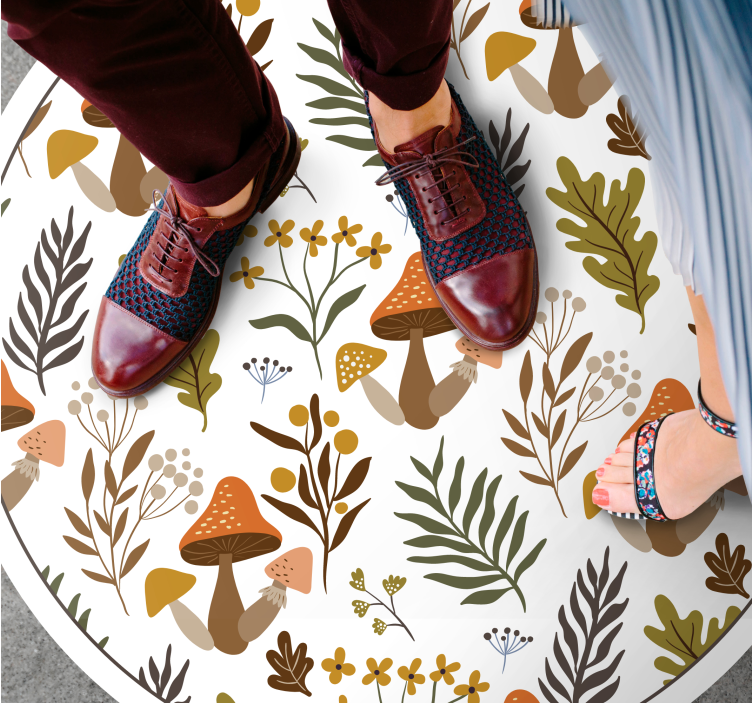 Alfombra vinílica flores delicioso motivo de hongo - TenVinilo