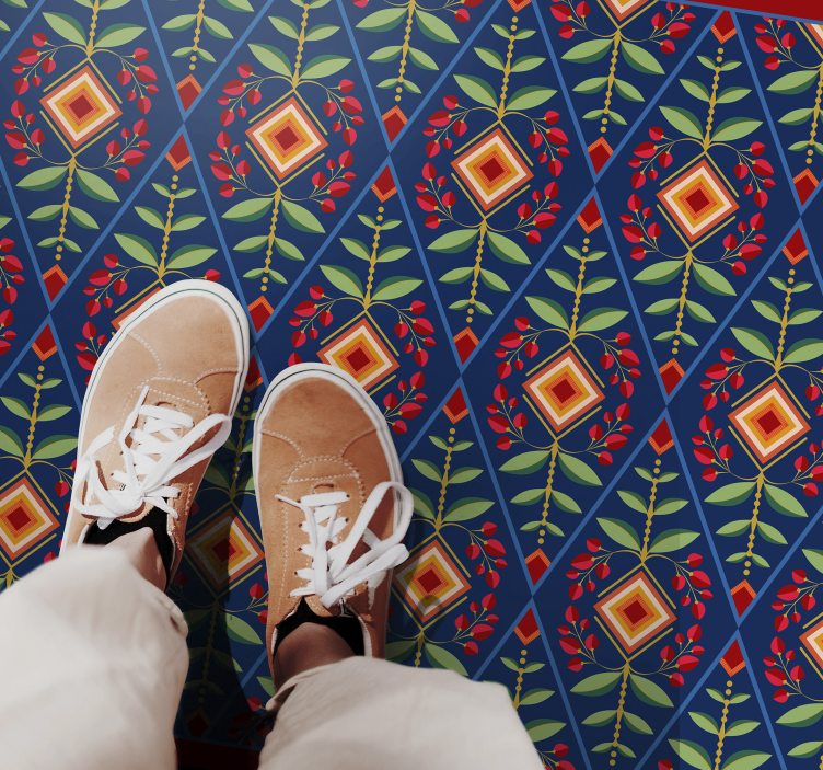 Alfombra vinílica geométrica motivo geométrico botánico - TenVinilo