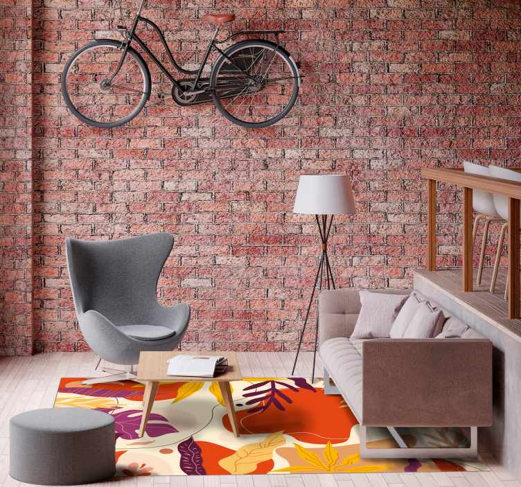 Alfombra vinílica naturaleza patrones de follaje de otoño - TenVinilo