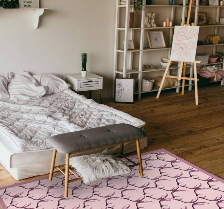 Alfombra vinílica nórdica elegante motivo de cornamenta - TenVinilo