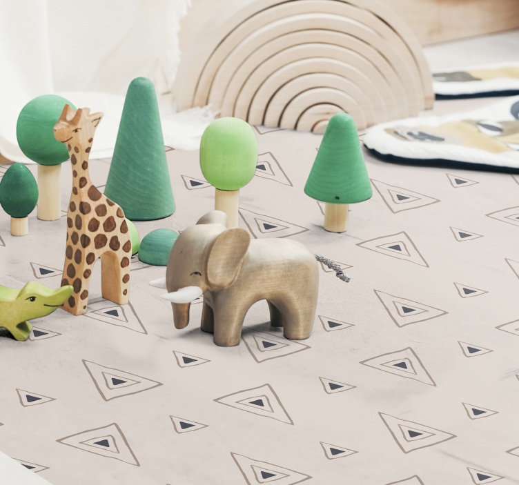 Alfombra de vinilo geométrica Triángulos nórdicos beige - TenVinilo