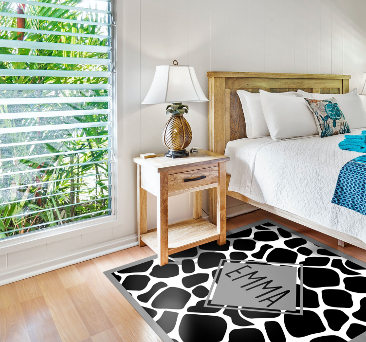 Alfombra vinílica juvenil jirafa en blanco y negro - TenVinilo