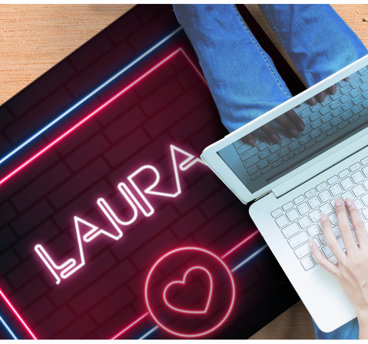 Alfombra vinílica personalizable letrero de neón de amor - TenVinilo