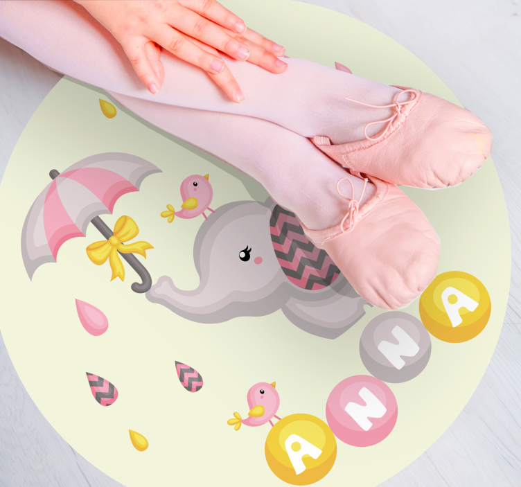 Alfombra vinílica personalizable lindo diseño de elefante - TenVinilo