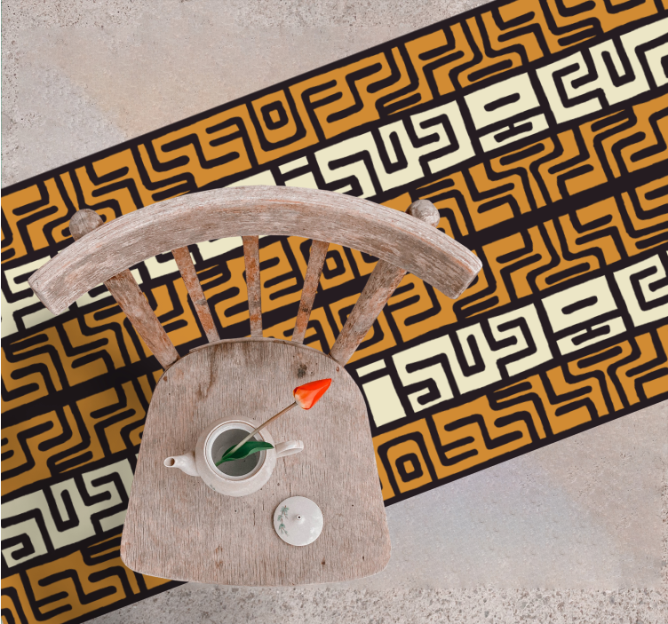 Alfombra vinílica rayas patrón de laberinto geométrico - TenVinilo