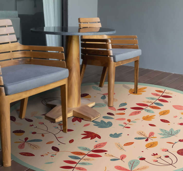 Alfombra vinilo salon redonda hojas de otoño - TenVinilo