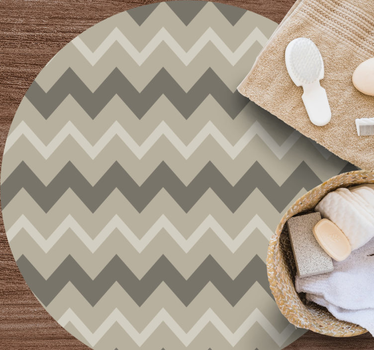 Alfombra vinilo redonda Tonos grises líneas en zig zag - TenVinilo