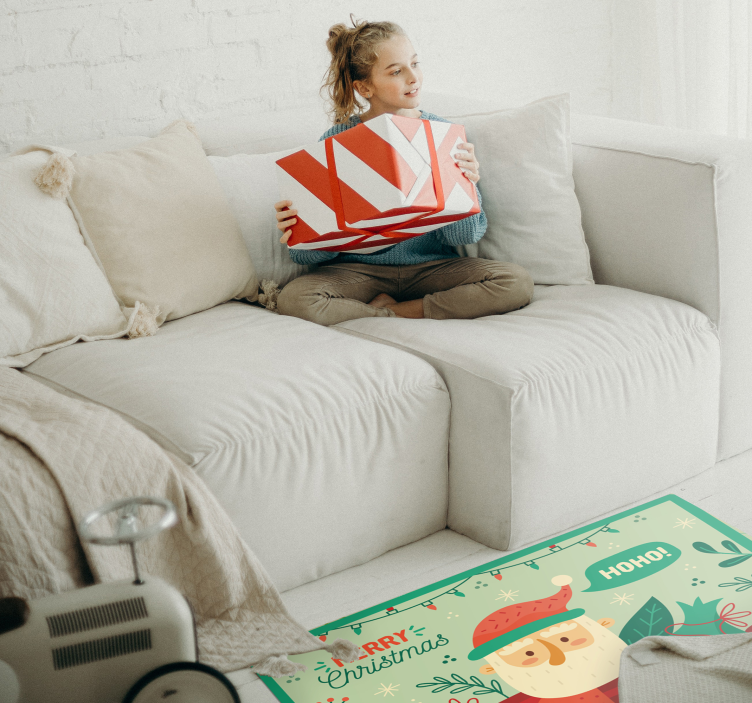 Alfombra vinilo salón con Papá Noel dibujado - TenVinilo