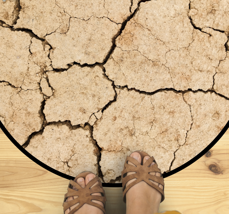Alfombra vinílica textura patrón de tierra agrietada - TenVinilo