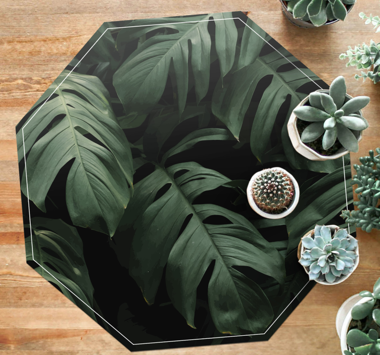 Alfombra vinilo verde Hojas de monstera - TenVinilo