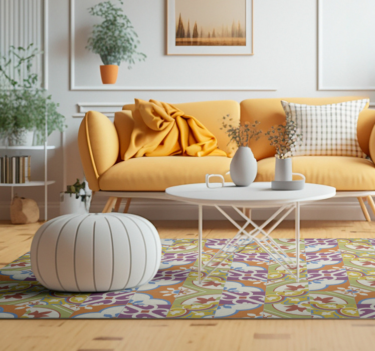 Alfombra de vinilo vintage patrones de baldosas ornamentales - TenVinilo