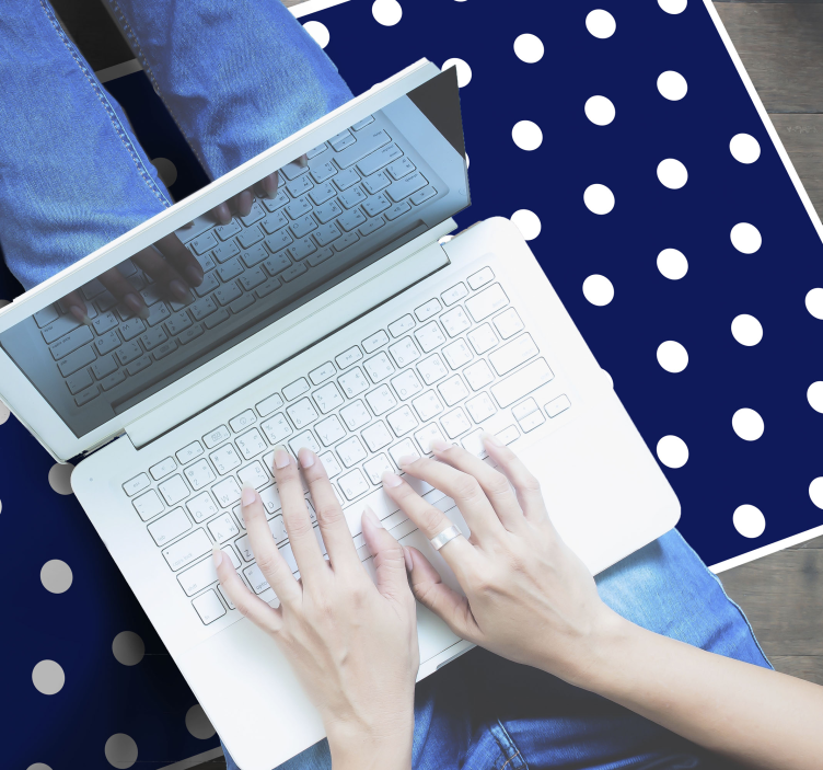 Alfombra vinílica azul con puntos blancos - TenVinilo
