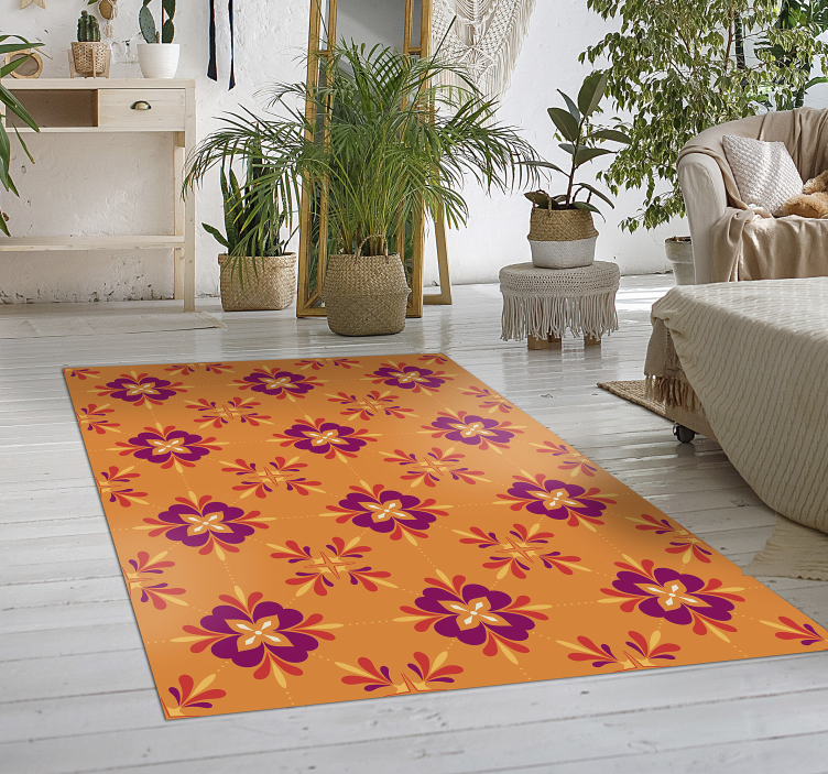 Alfombra vinílica azulejos color naranja - TenVinilo