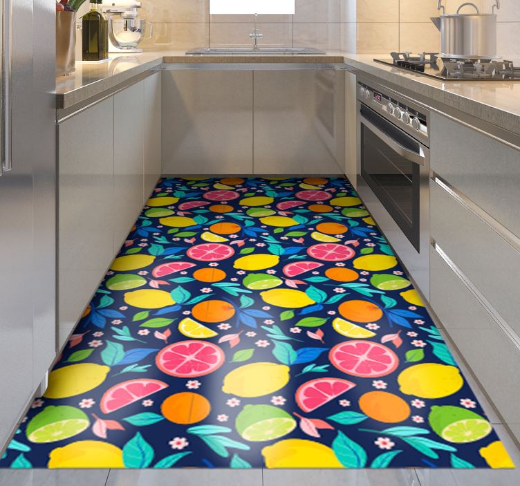 Alfombra vinílica cocina cítricos multicolor - TenVinilo