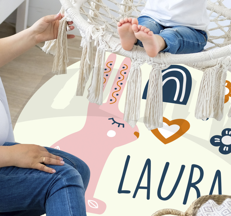 Alfombra vinílica con nombre con conejo - TenVinilo