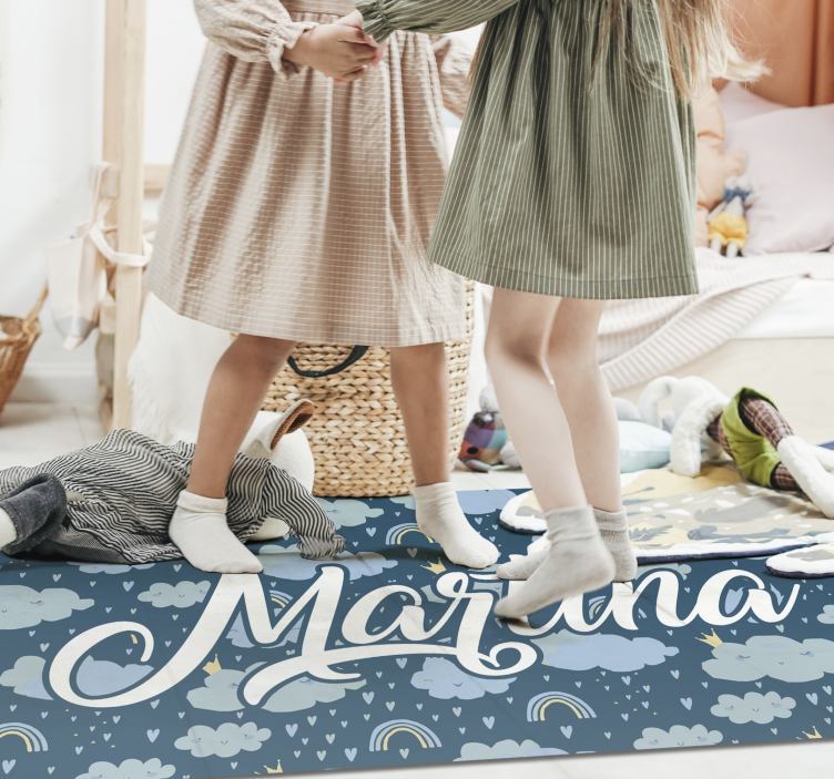 Alfombra vinílica con nombre lluvia y arcoíris  - TenVinilo