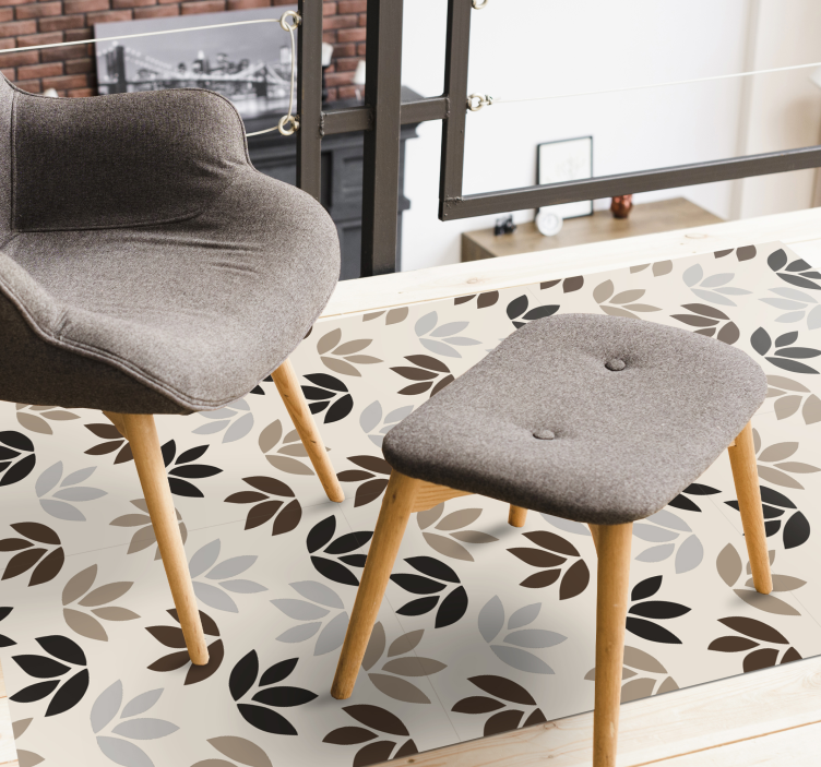 Alfombra vinílica dormitorio Ramas de hojas marrones - TenVinilo