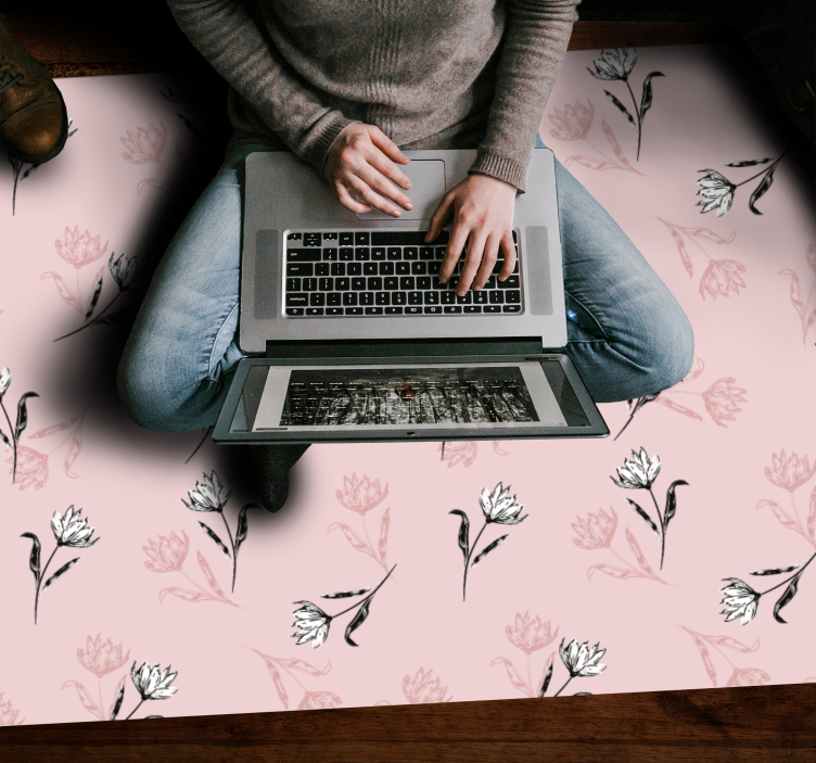 Alfombra vinílica flores fondo floral rosa - TenVinilo