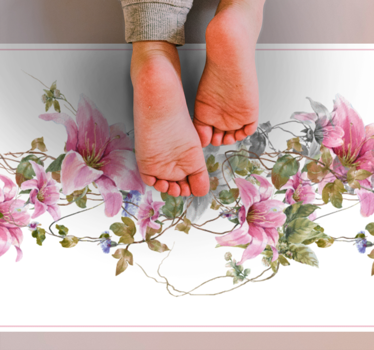 Alfombra vinílica flores Guirnalda de flores suaves - TenVinilo