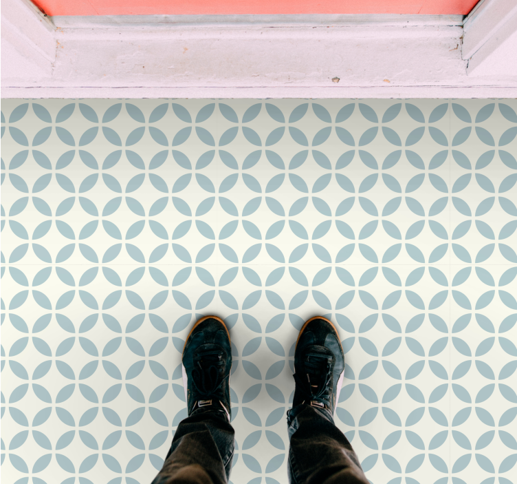 Alfombra vinílica hidráulica Círculos de color azul claro sobre u - TenVinilo