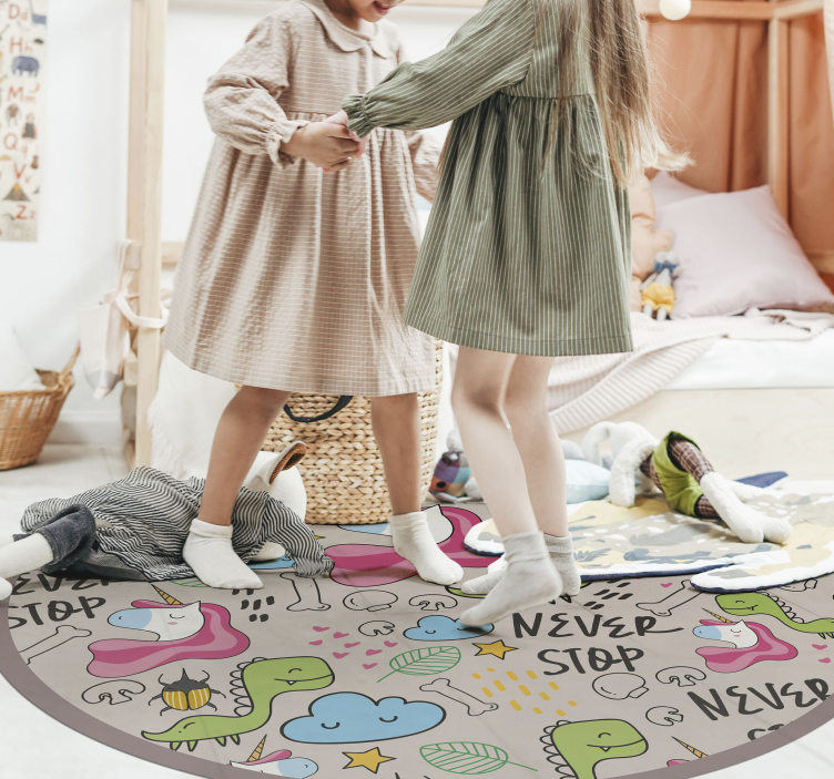 Alfombra vinílica infantil dinos y frases - TenVinilo