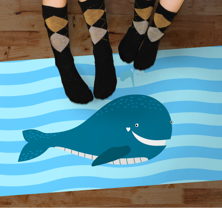 Alfombra vinílica infantil ilustración de ballena sonriente - TenVinilo