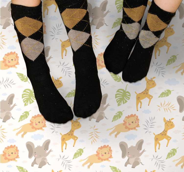 Alfombra vinílica infantil Safari minimalista nórdico - TenVinilo