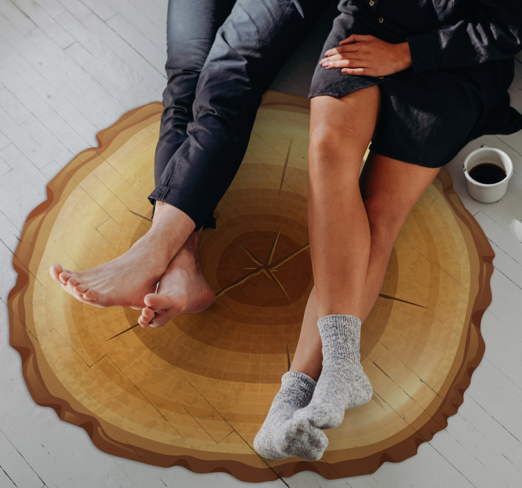 Alfombra vinílica madera árbol redonda - TenVinilo