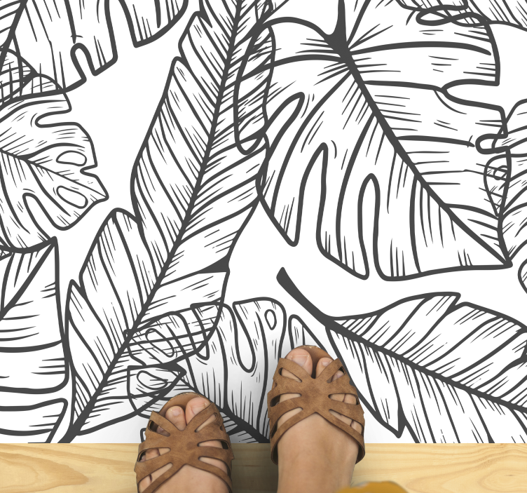 Alfombra vinílica naturaleza silueta hojas - TenVinilo