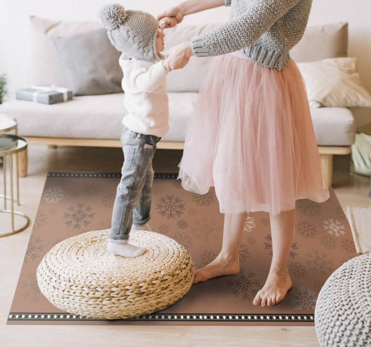 Alfombra vinílica navidad patrón copos nieve - TenVinilo