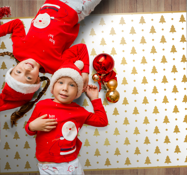 Alfombra vinílica navidad Pinos de navidad dorados - TenVinilo