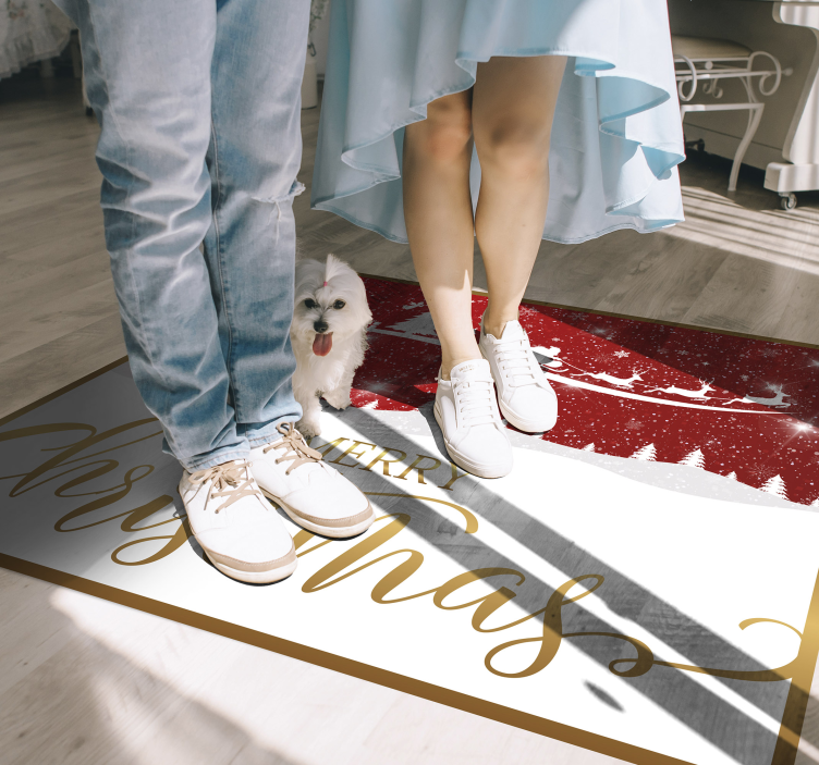 Alfombra vinílica roja feliz navidad - TenVinilo