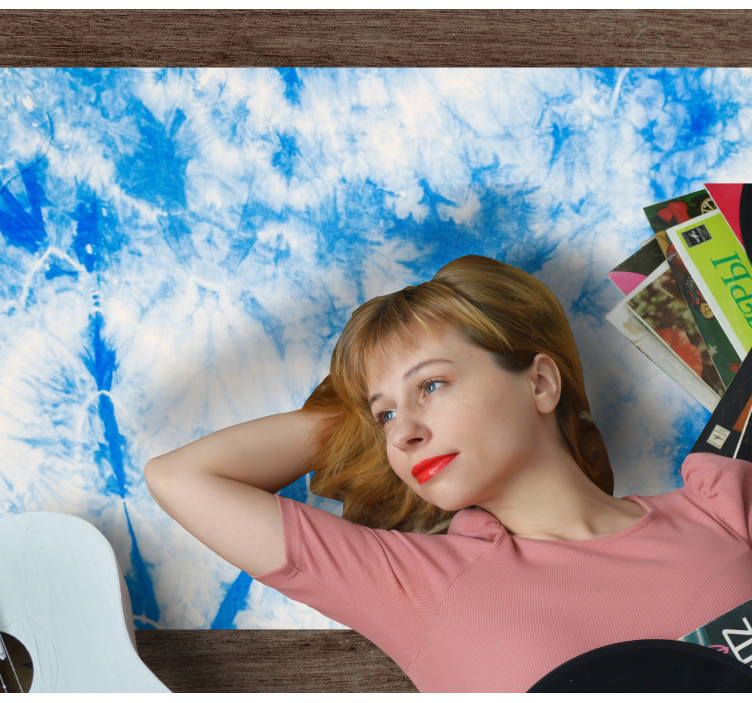 Alfombra vinílica textura Teñido anudado azul y blanco - TenVinilo