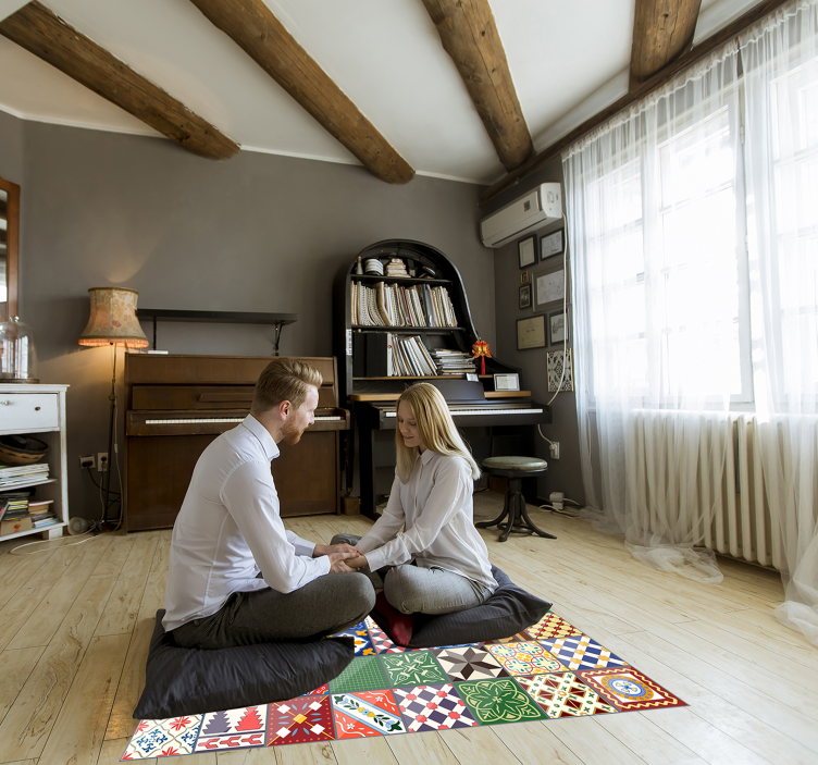 Alfombras de vinilo de azulejos colorido - TenVinilo