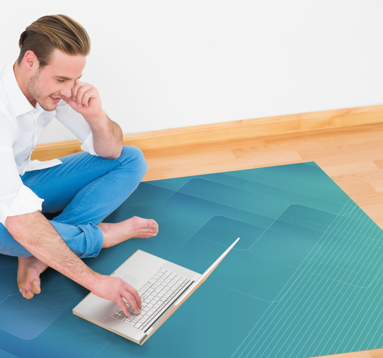 Alfombras vinílicas modernas Abstracto azul y blanco digital - TenVinilo